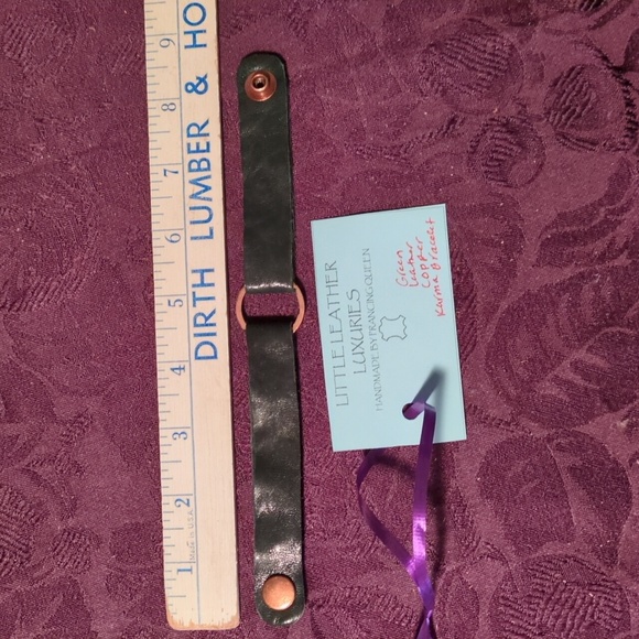 NEW! Handmade Genuine Leather Copper Karma Circle Bracelet Green - Picture 4 of 8